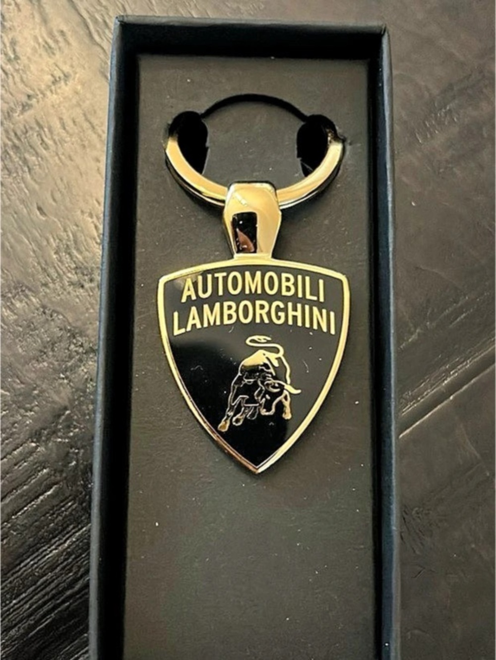 Lamborghini Shield Logo Keyring with Gold Finish Gold & Black
